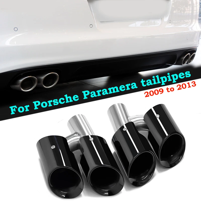 For Porsche Paramera 2009 to 2013 Square tailpipe Upgrade Quad Stainless Steel Muffler Exhaust System