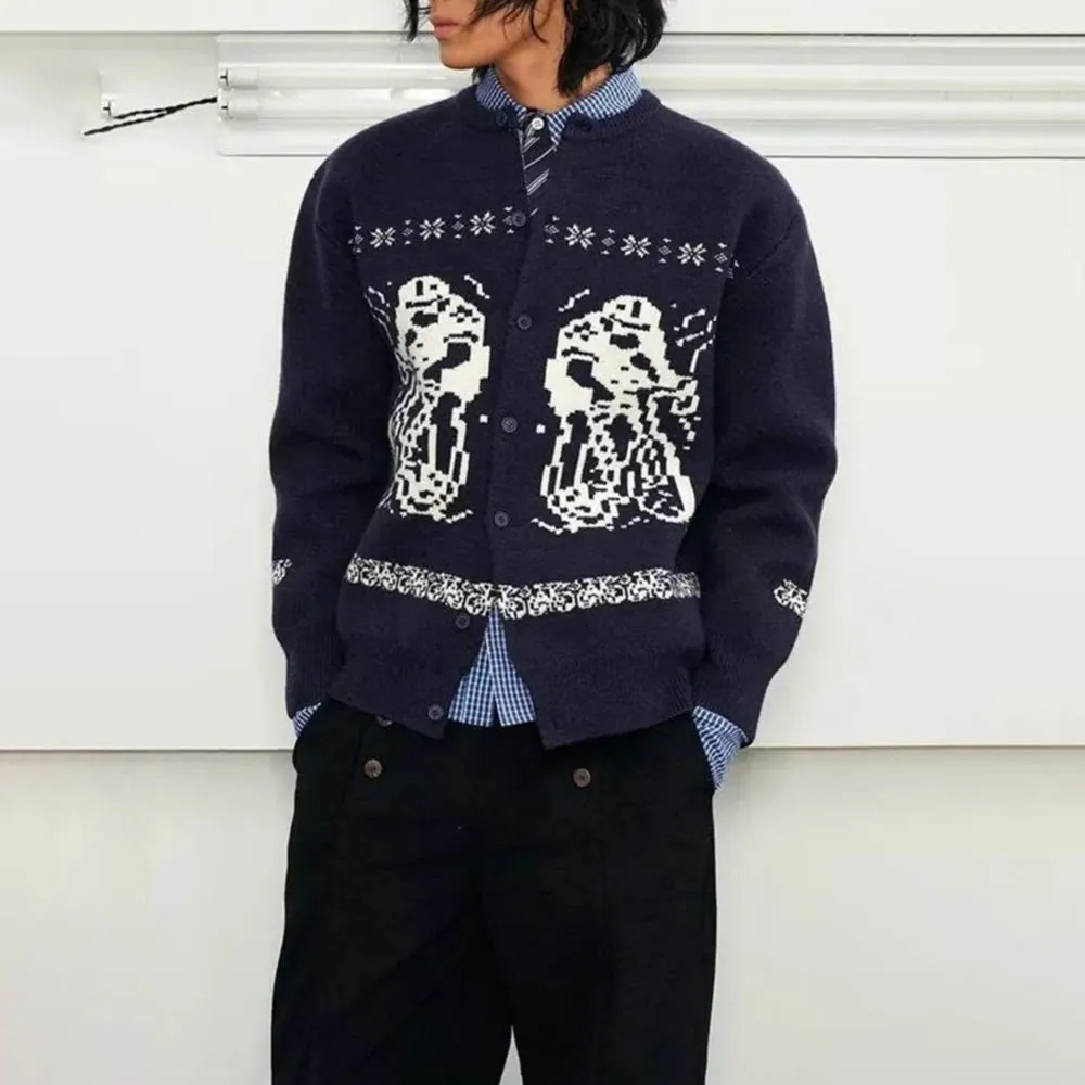 Sweater Lengan Panjang Grafis Y2k Pria Musim Gugur, Tren Fashion Retro Amerika, Gaya Jalanan Longgar Kasual, Atasan Pria Unik 2025