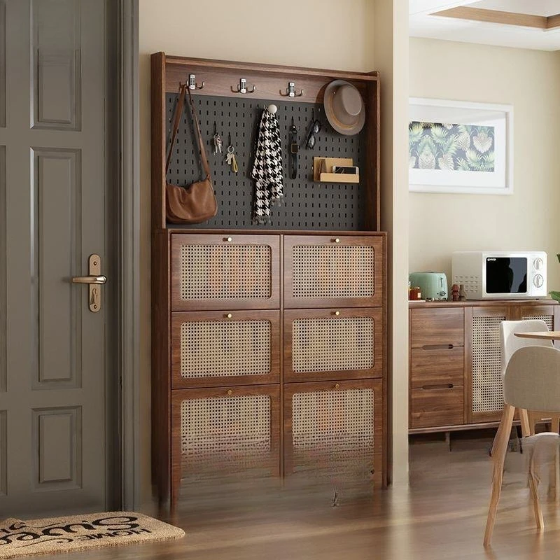 Door entrance partition cabinet, solid wood extremely narrow tipping bucket shoe cabinet