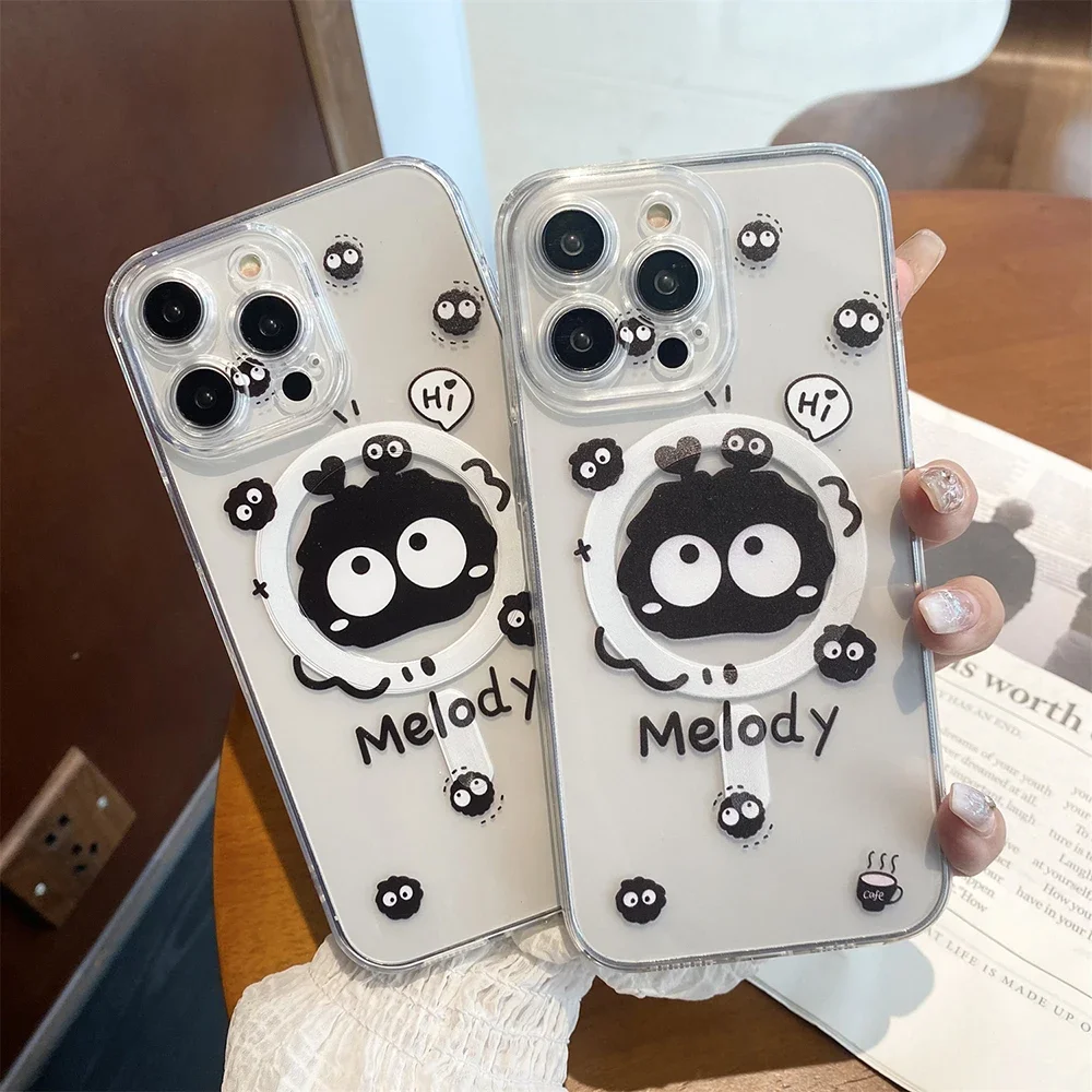 Cartoon Susuwatari Magsafe Magnetic Phone Case for iPhone 16 15 14 13 12 11 8 7 Plus Pro Max X XR XSMax Soft Clear Tpu Cover