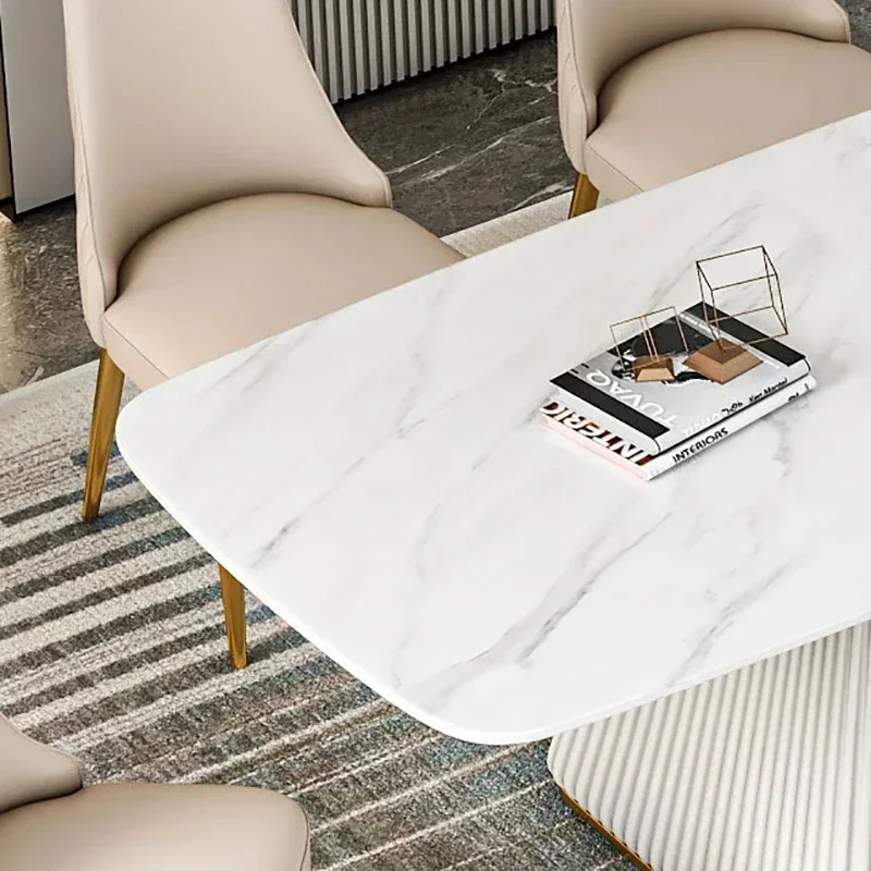 Console Dining Table Restaurant Luxury Deco Center Stone Dining Table Set 4 Chairs Floor Muebles De Cocina Home Furniture image 2