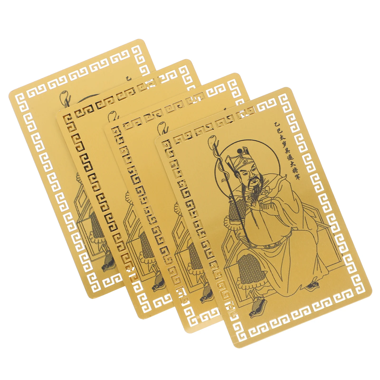 

4Pcs Tai Sui Gold Cards 2025 Aluminum Alloy Chinese Auspicious Feng Shui Protection Amulets Good Luck Wealth Success Traditional