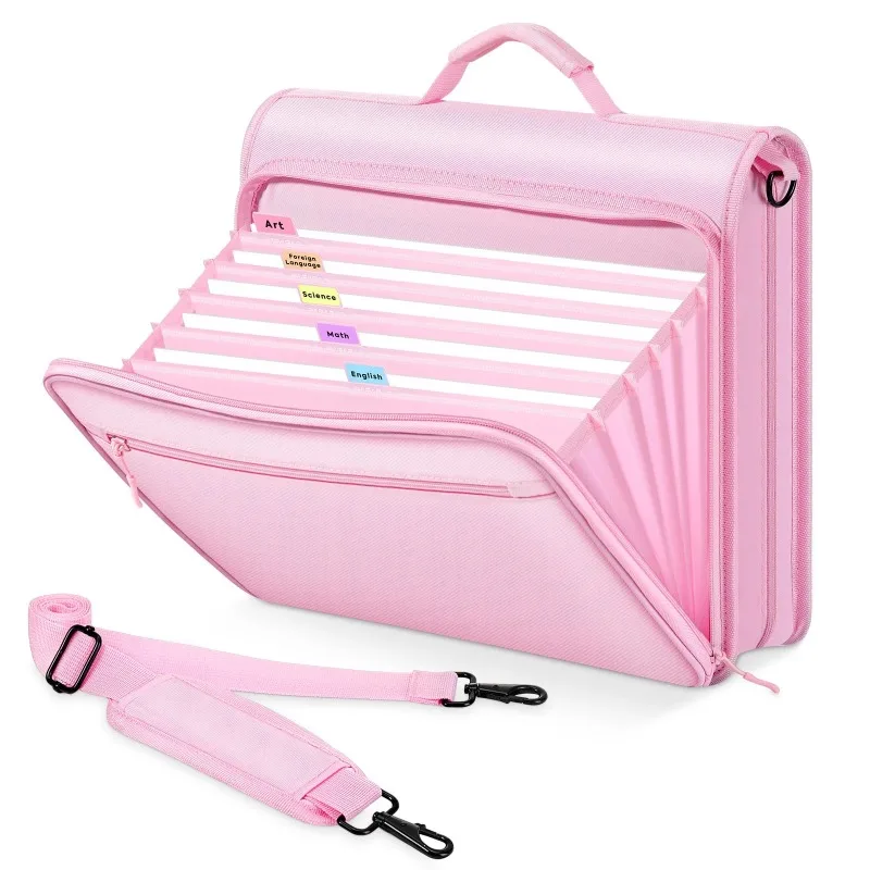

Storage Bag File Bag with Shoulder Straps Waterproof Oxford Cloth Capacity of 500 Sheets with 5 Compartments for Accordion