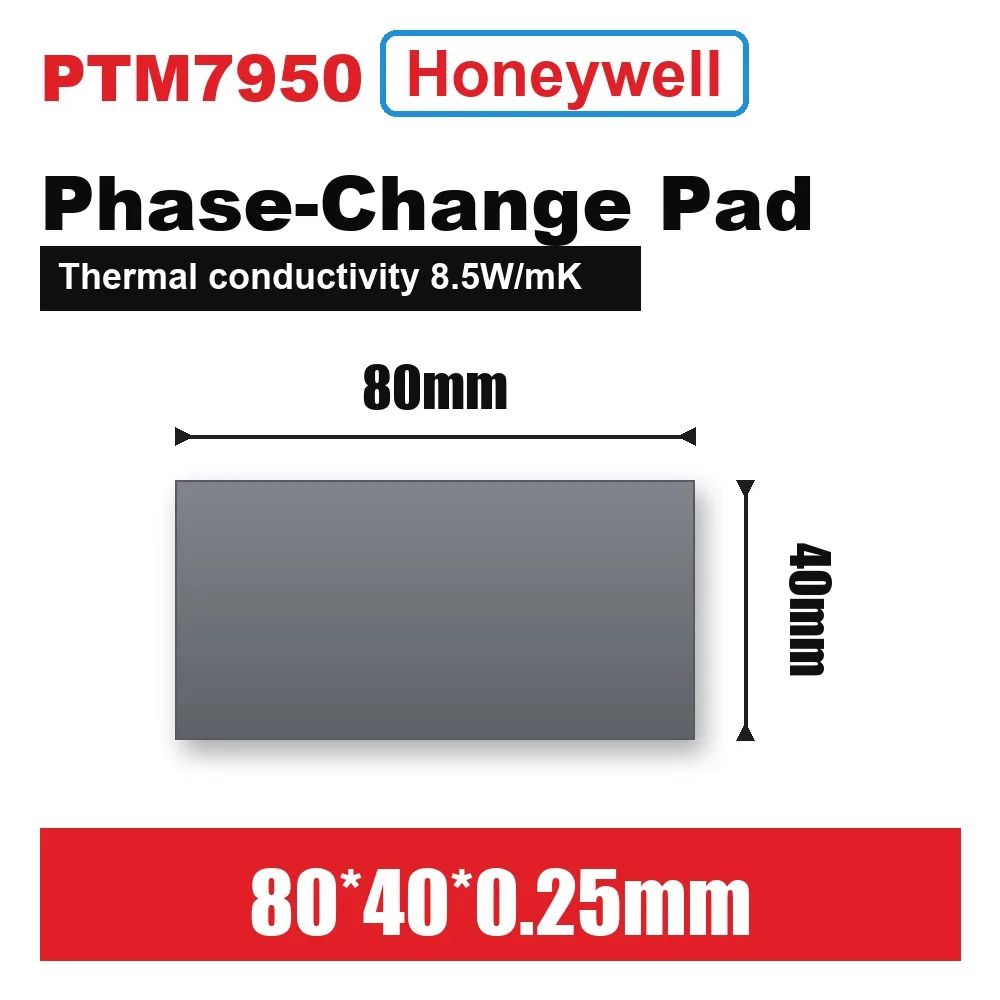 8.5W Origin Honeywell PTM7950 0.2/0.25mm Phase Change Pad 40x40 80x40mm Thermal Pad Laptop/CPU/GPU Heatsink Thermal Paste Grease