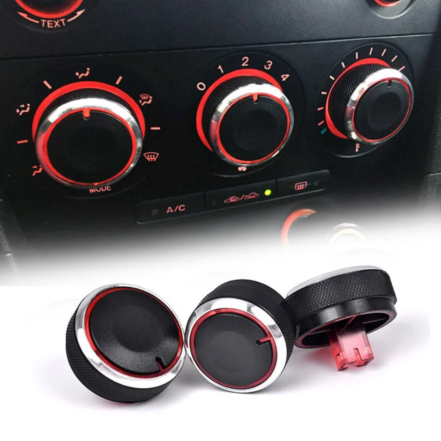 

3pcs Car Air Conditioning Knob AC Knob Aluminum Alloy Auto Air Conditioning Heat Control Switch Knobs for Hyundai Verna