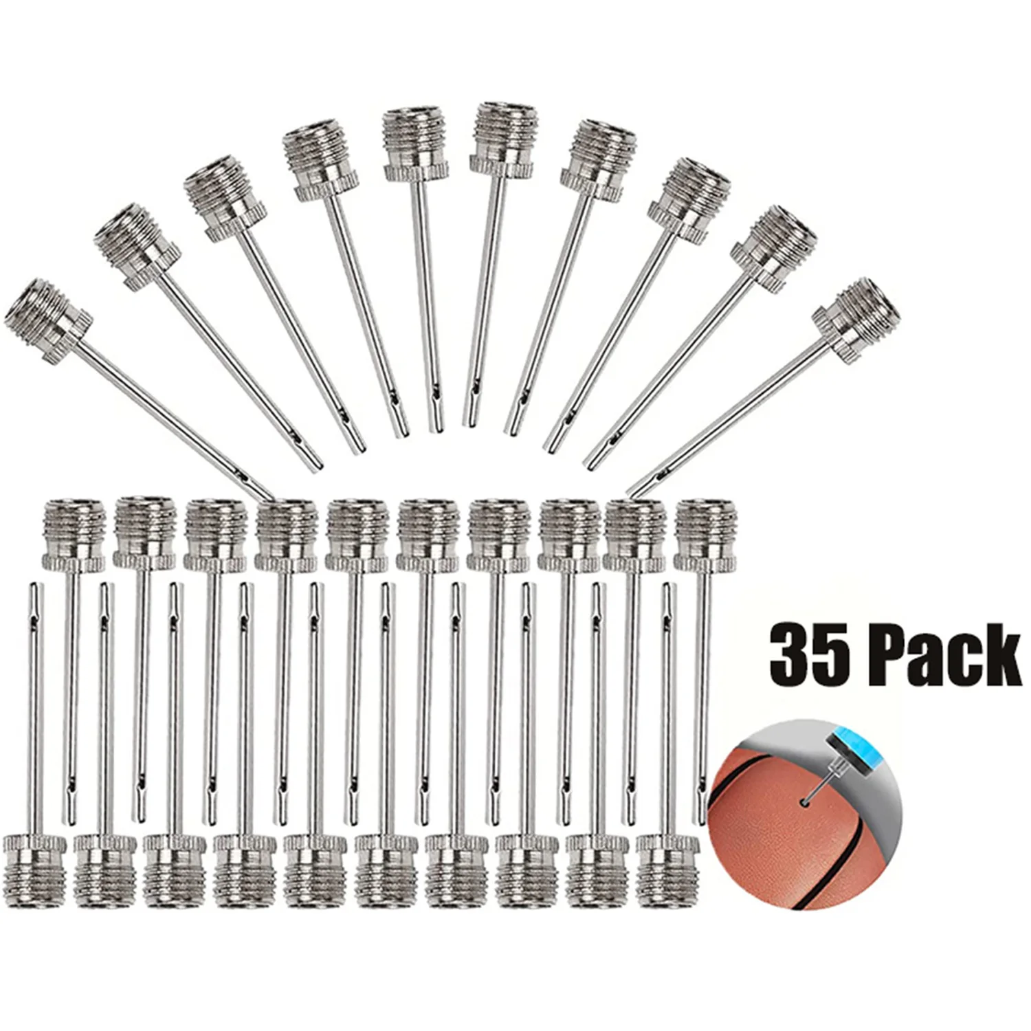 

35pcs Sport Ball Inflating Pump Needle Football Basketball Soccer Inflatable Air Valve Adaptor Stainless Steel Pump Pin