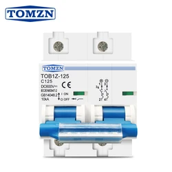 TOMZN 2P DC MCB 600V 125A 100A 80A Circuit breaker FOR PV System C curve Battery Main Switch