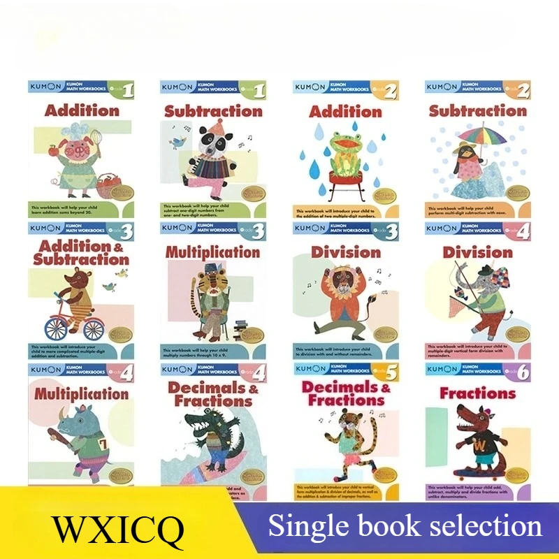 Single book for sale: Kumon Calculation Math Workbooks G1-G6 (Elementary School English Educational Books)