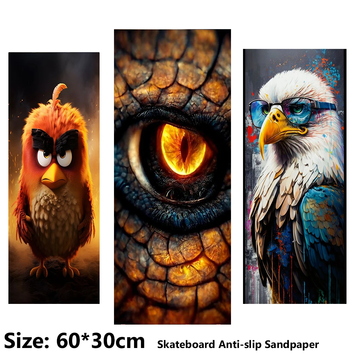 

Interesting Cartoon Eagle Eye Creative Pattern Electric Scooter Anti-slip Sticker Sandpaper Skateboard Grip Tape Sheet 60*30cm