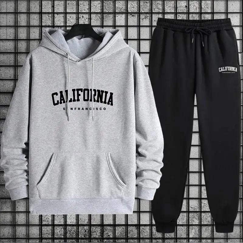 

2025 New Arrival Men Sportswear Hoodie Sweatpants 2piece Set Autumn Winter Causal Sporty Sweatshirt Jogging Suit Men's Clothes