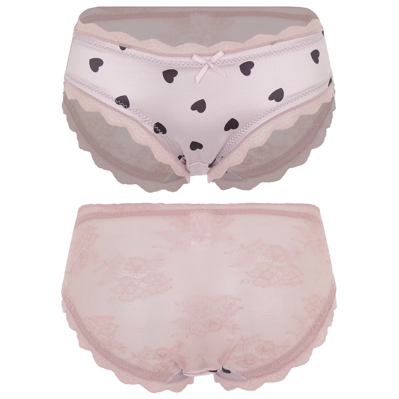 

Sexy Lace Underwear Women Cute Low Waist Hearts Print Lace Underwear Panties Hollow Out Mesh Kawaii Japanese Style Underwear