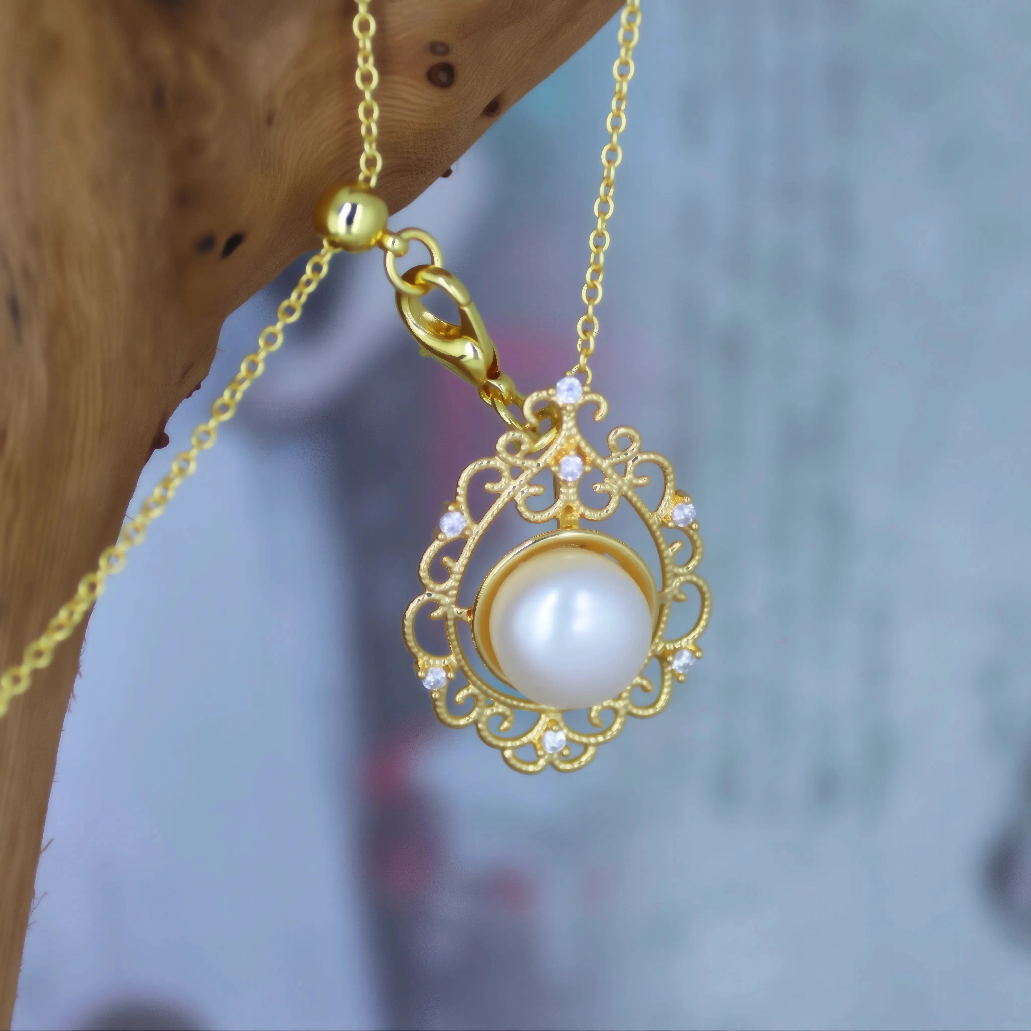 

JUNYE Retro Lace Pearl Pendant Adjustable O-Chain Women's Jewelry Birthday Valentine's Day Anniversary Gift for Banquet Party