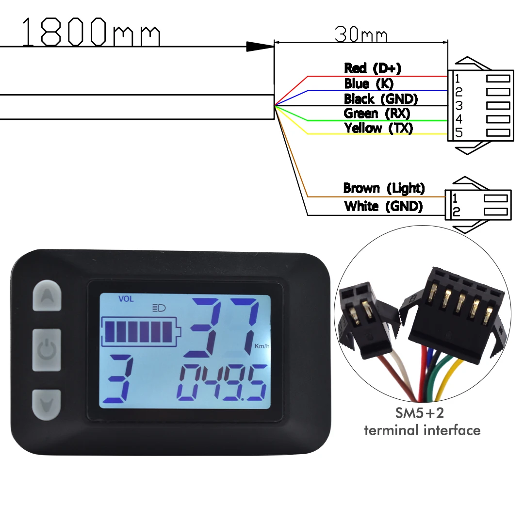 UART 2-multifunctioneel LCD-scherm Elektrische fietsdisplay Computer Fiets Regendicht Snelheidsmeter Kilometerteller Fietsen Waterdicht - afbeelding 1