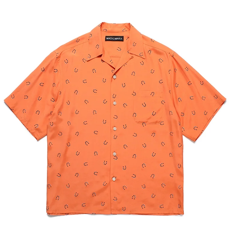 WACKO MARIA 25SS Grey Black Orange New Full Print Absorbent Casual Mens Womens Graffiti Summer WeiYi Short Sleeve Shirt