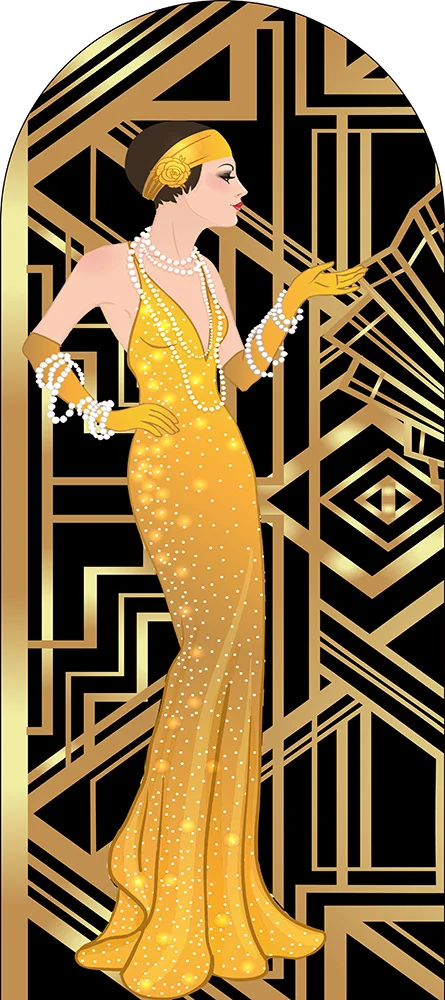 Mocsicka ハッピーバースデーアーチ背景カバー弾性両面ブラックゴールドボヘミアアーチ型背景ガールレディカーパーティー装飾