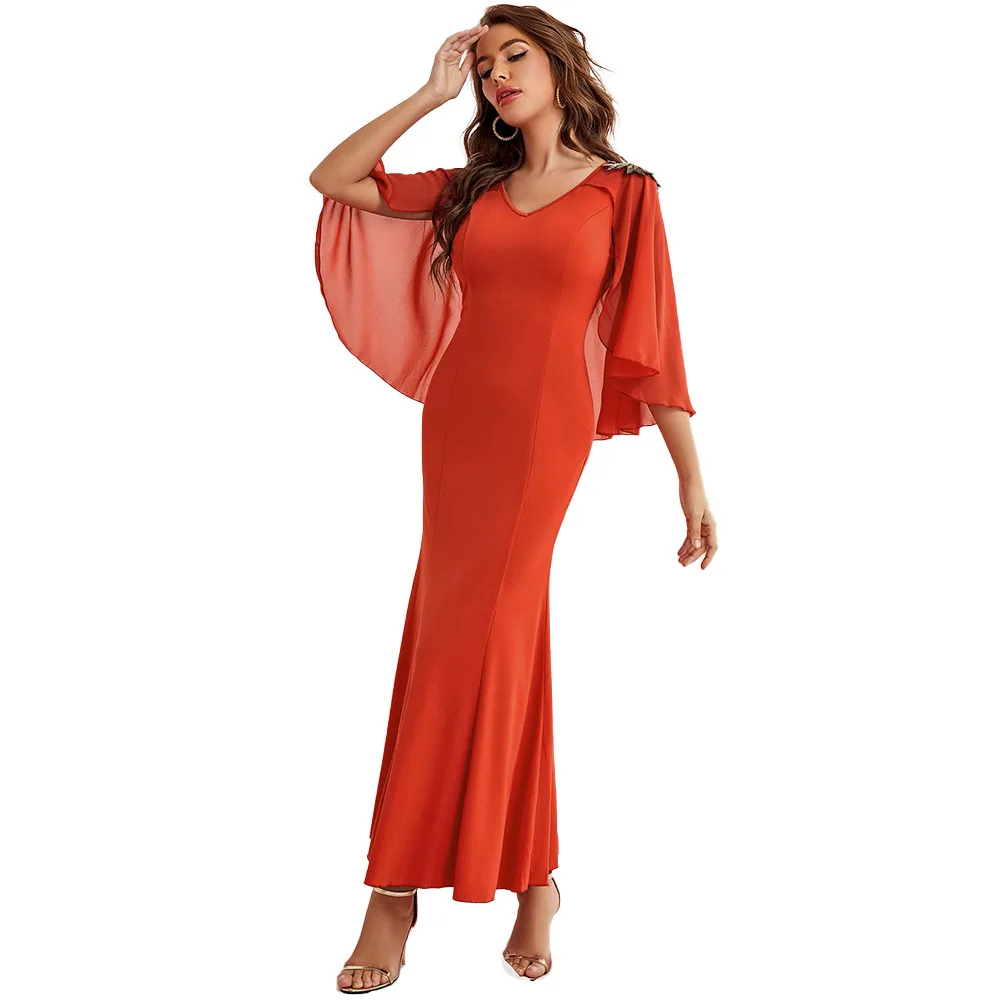 فستان ZTY-128 للسيدات موضة جديدة لعام 2023 كاجوال برقبة على شكل حرف V رفيع ملفوف على الورك