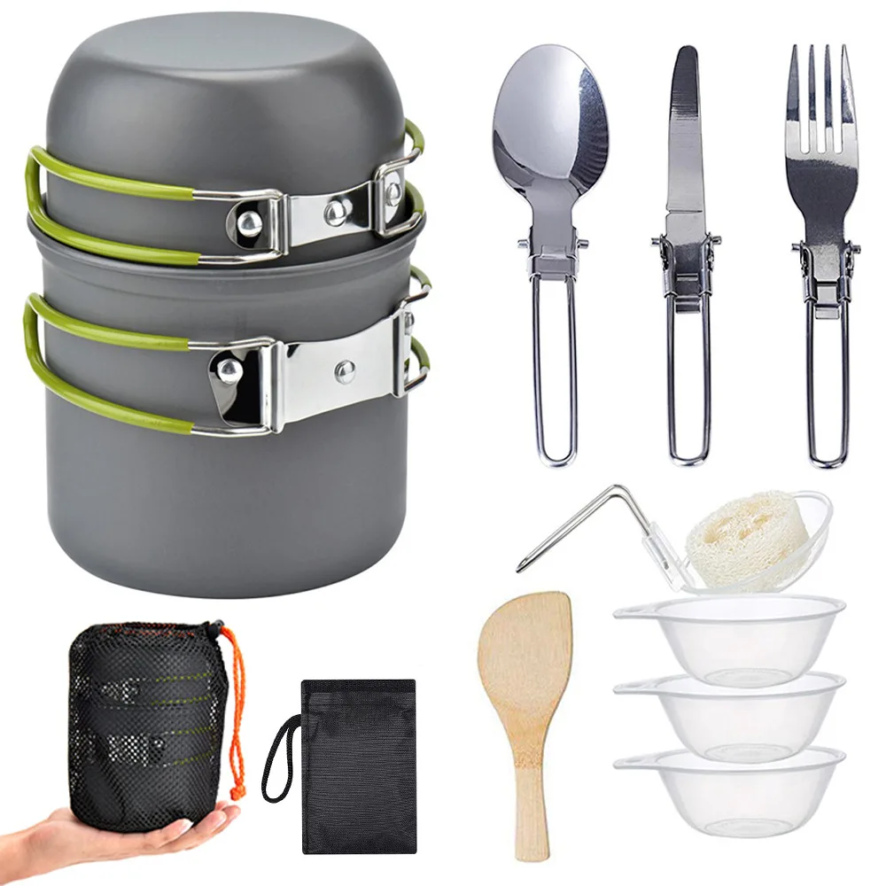 

Camping Cookware Set, Outdoor Folding Portable Picnic Pot Tableware Combination,L273