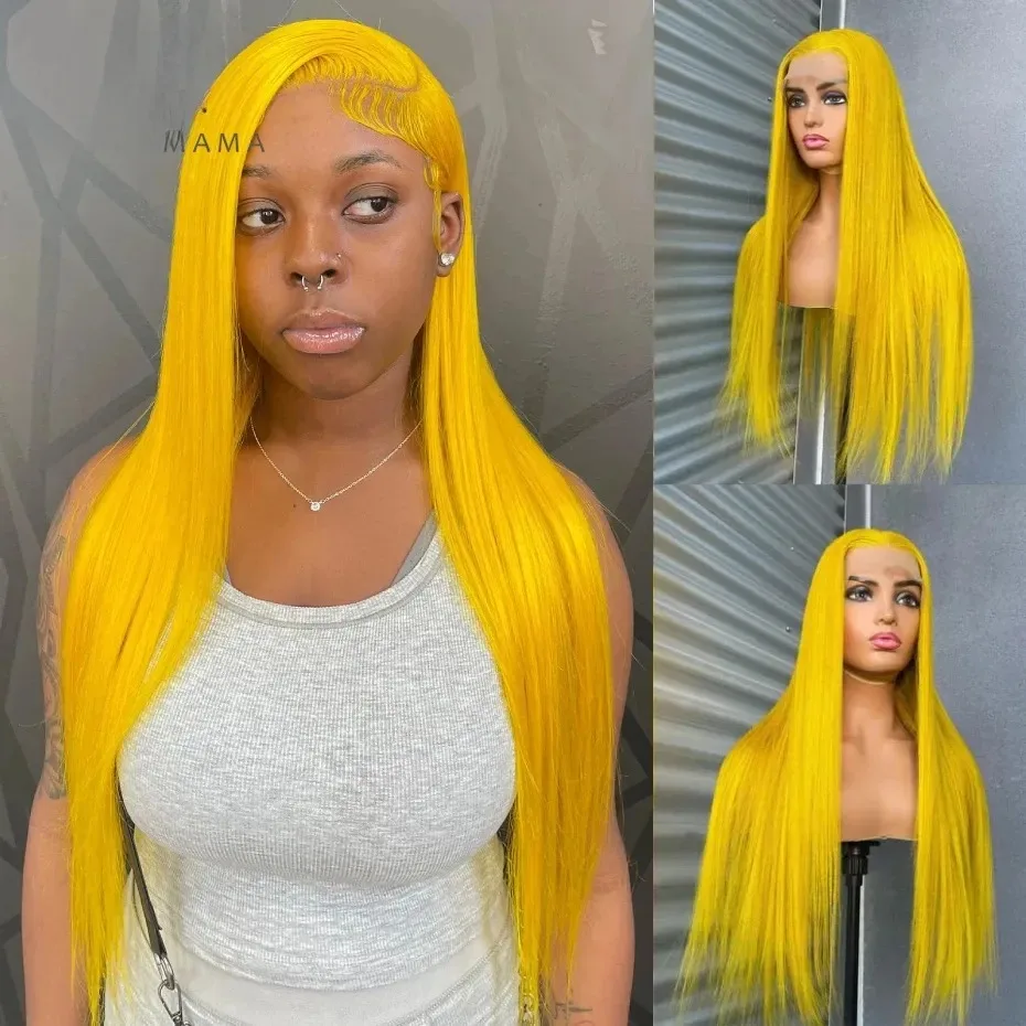 شعر مستعار أصفر 13x4 عظم مستقيم الدانتيل شعر مستعار أمامي الاصطناعية قبل قطعها غلويليس HD شعر مستعار دانتيل للنساء جاهز لارتداء حفلة تأثيري