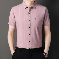 2024 Summer Comfortable Cotton and Hemp Loose and Casual Moisture Wicking, Wide and Styled Non Ironing Checkered Shirt for Men