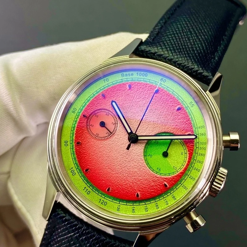 For bourgeoisie high sense temperament splicing light luxury extreme manual mechanical chronograph watch fashion bright color