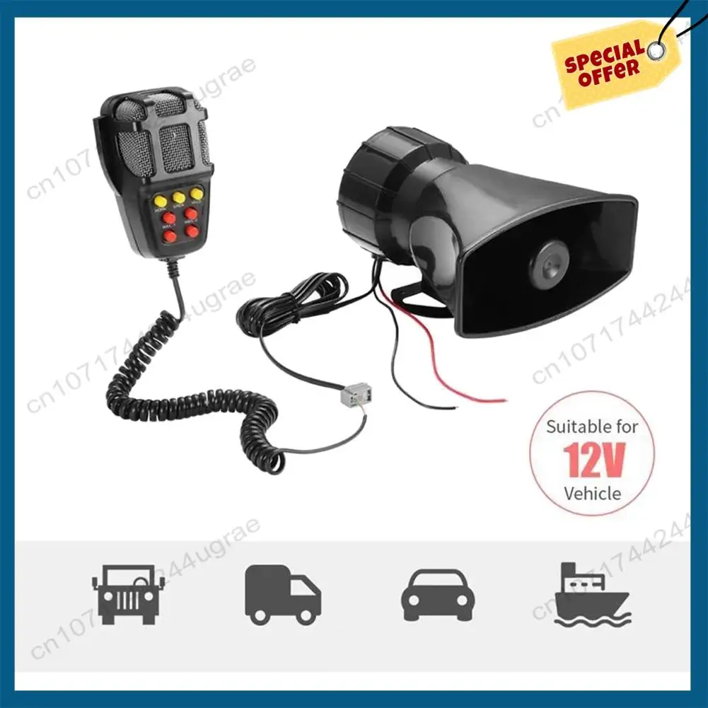 

-A15I Car Warning Alarm Truck 7-Sound Loud Alarm Loudspeaker 12V Siren Air Horn Megaphone Police Firemen Car Horn 110DB
