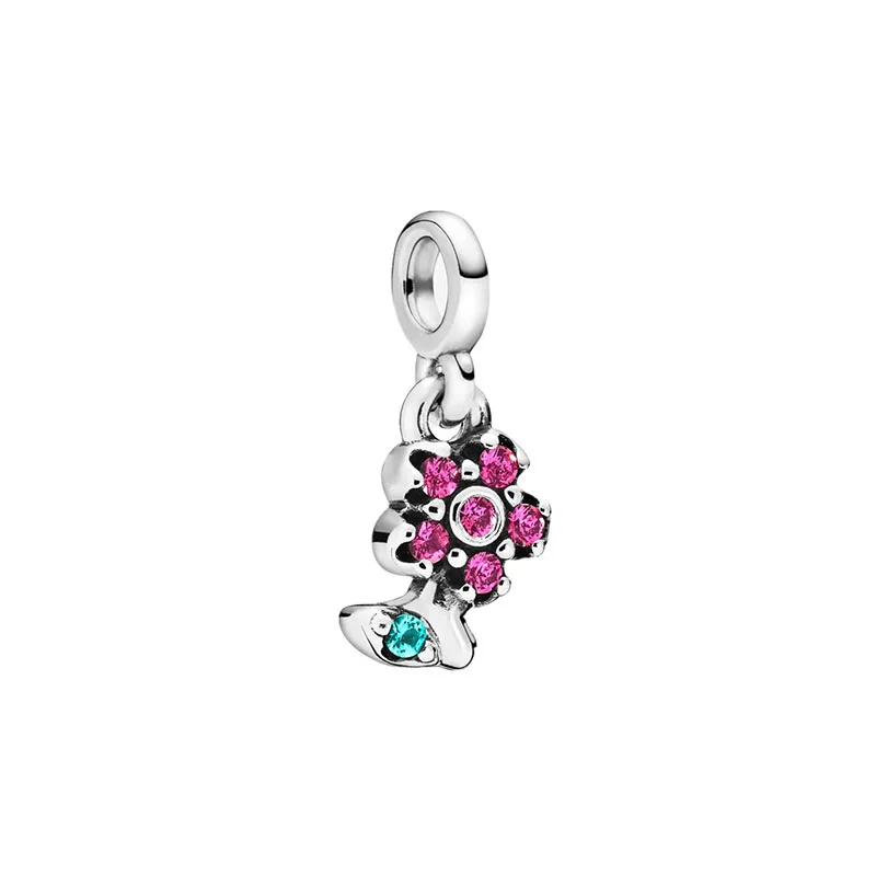 925 Silver Small ME Charm My Smile Dangle Charm Pink Flamingo Mini Dangle Charm Fit ME Link Bracelet DIY Women Jewelry