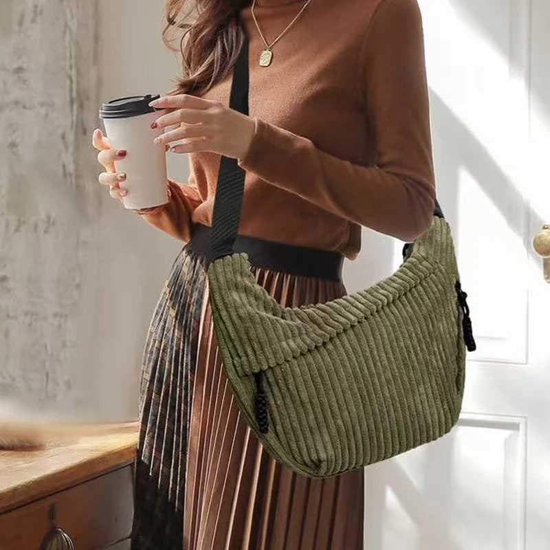 حقيبة الكتف ذات اللون المحايد للرجال والنساء، مصنوعة من مادة سروال قصير، مناسبة للسفر والنزهات. #5