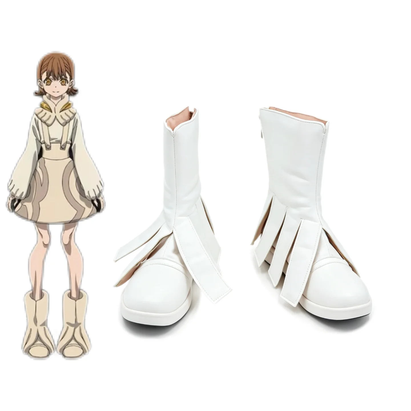 Anime Gachi Akuta Chiva Cosplay Shoes Boots Halloween Carnival Party Handmade Faux Leather White Boots Chiva Cosplay Boots