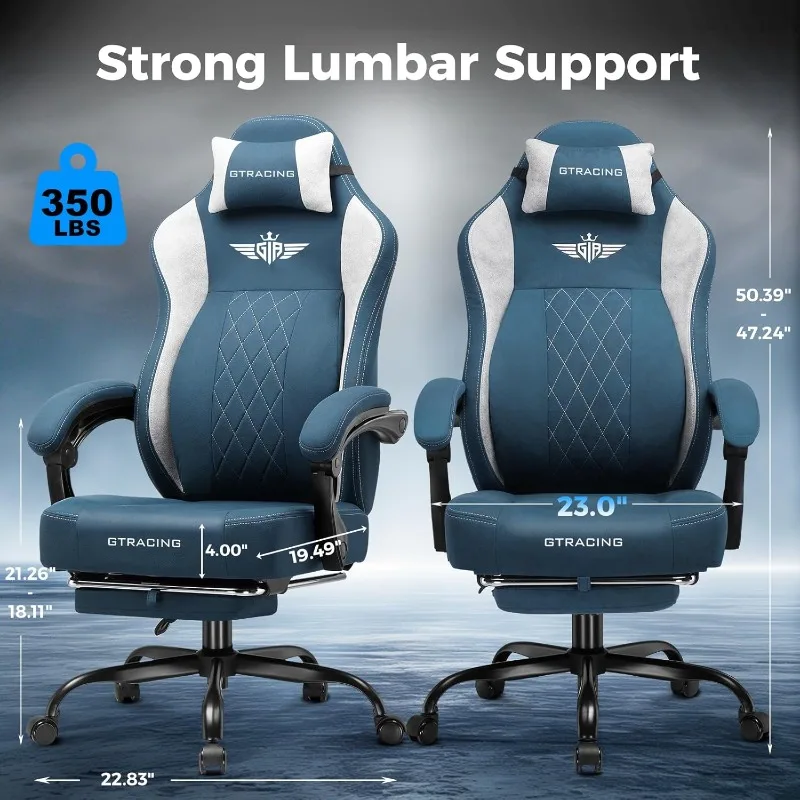 Sedia da gioco grande e alta Sedia da computer in tessuto traspirante con forte supporto lombare, comode sedie da ufficio con P