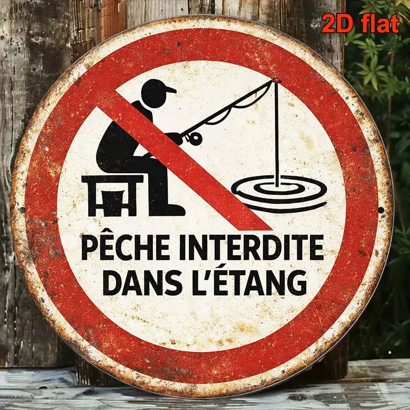 2D Flat, 1pc 8X8In/20X20Cm 2D Flat Round Sign, Vintage 