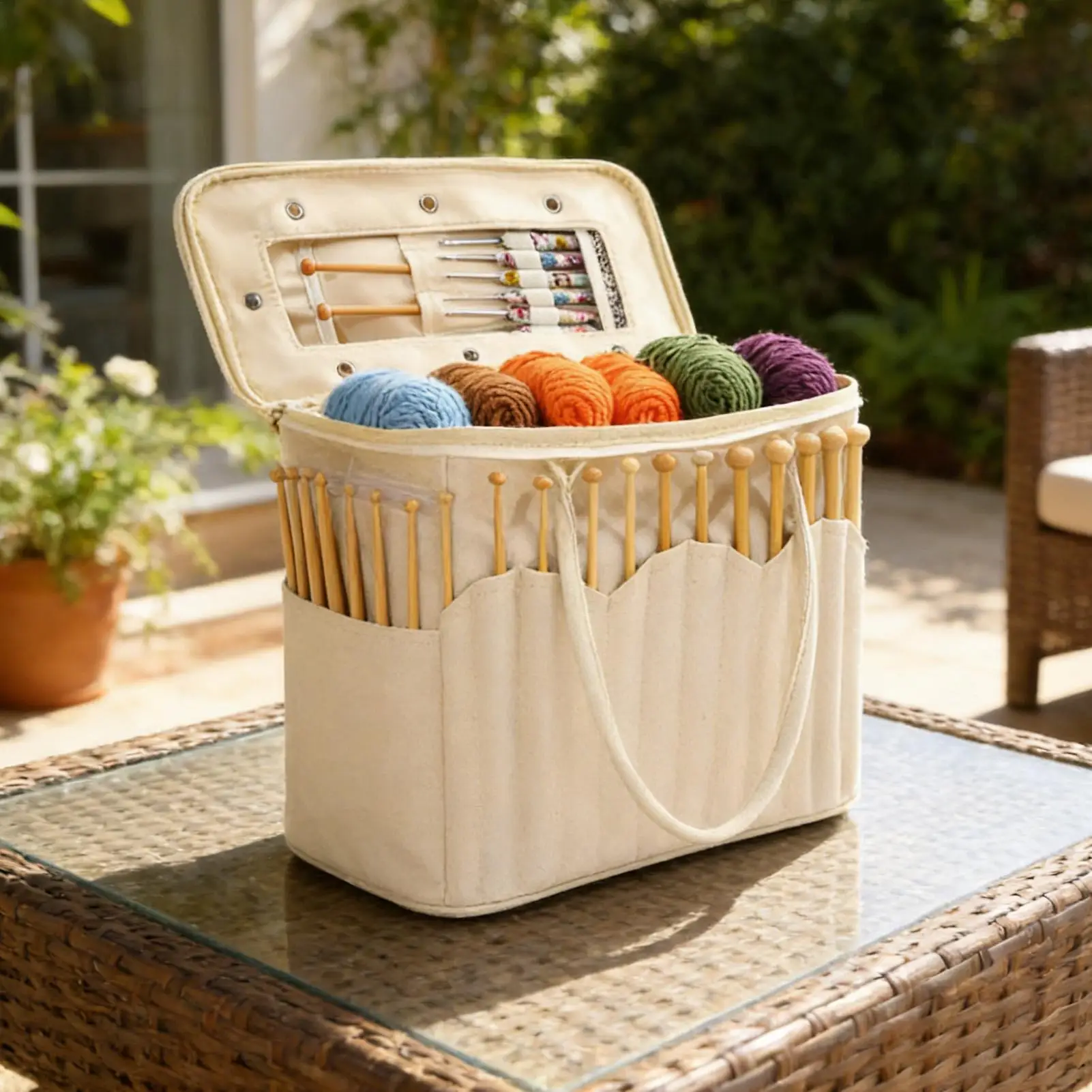 1pcs yarn and knitting needle storage bag DIY portable yarn storage pouch for going out for Craft Lovers large-capacity