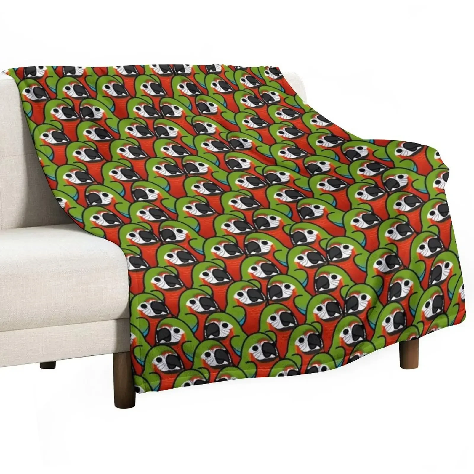 Too Many Birds! - Harlequin Macaw Throw Blanket Vintage Picnic Bed covers Flannel Blankets