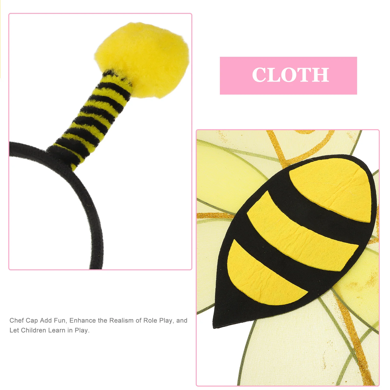 1 مجموعة أطفال النحل زي أجنحة عقال مجموعة واقعية النحل تأثيري اكسسوارات للحفلات المرحلة يلعب فستان مناسبات #6