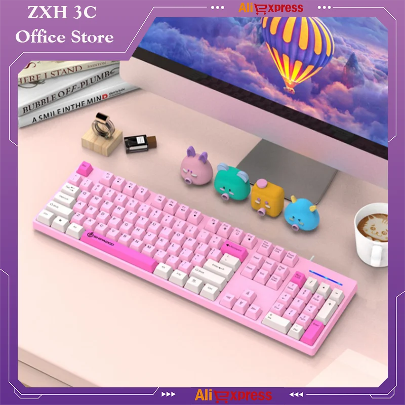 K600 Wired Usb Thin Film Keyboard Mouse Set Fashionable Three Color Ergonomic High-End Computer Business Office Game Peripherals