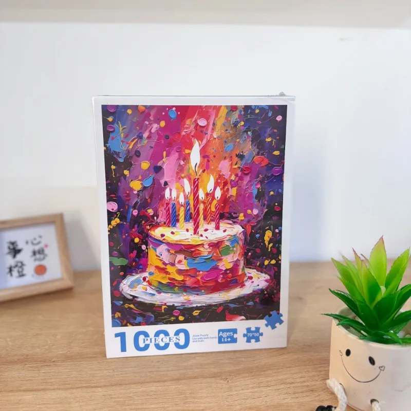 

Торт на день рождения, 1000 шт., пазл, бумажная пазл премиум-класса, отличная идея подарка на День матери, День рождения, День святого Валентина