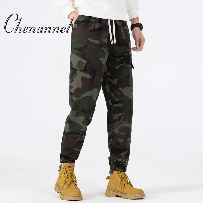 

Men's Camouflage Overalls Plus-sized Elastic Waist Drawstring Sports Pants Fashion Multi-pocket Trendy Versatile Bottoms