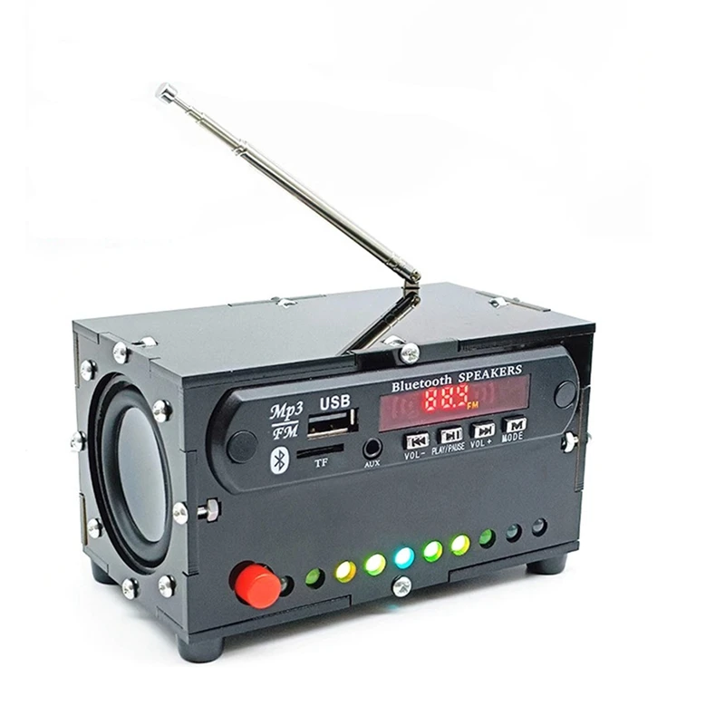 DIY FM Radio Electronic Kit Bluetooth Audio 5Wx2 Spectrum Indicate Music Player Soldering Practice-AU47