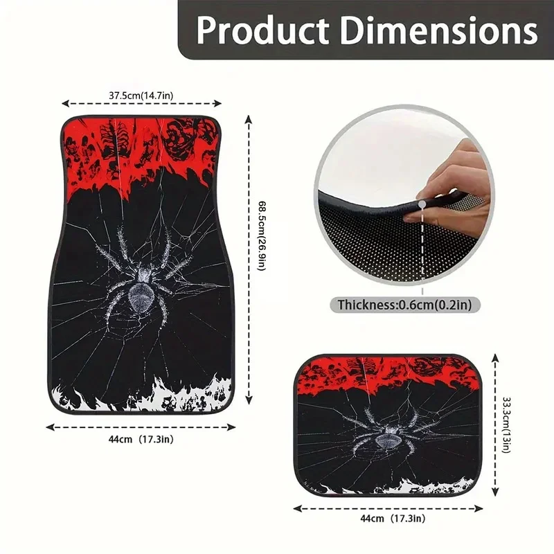 Spider Pattern Car Floor Mat, Water Absorption, Non Slip, Cool Car Decoration Accessories.