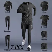 Autumn 5-7 PCS Sports Suit Men's Running Training Wear Fitness Outwear Quick Dry Clothes Morning Cycling Clothing Sportswear Men