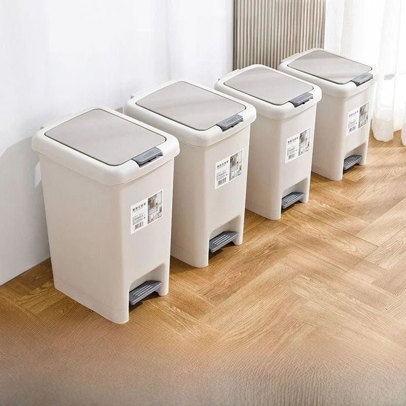 

Kitchen Tra Can with Lid Foot Pedal Open Long Cylinder ape Plastic Garbage Can Toilet Dusin Home Cleaning Tools