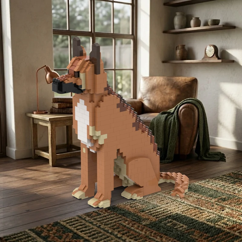 Creators Animal Series Model MOC Building Bricks Brown Smooth Coat Dog Modular Technology Gifts Holiday Assemble Children Toys