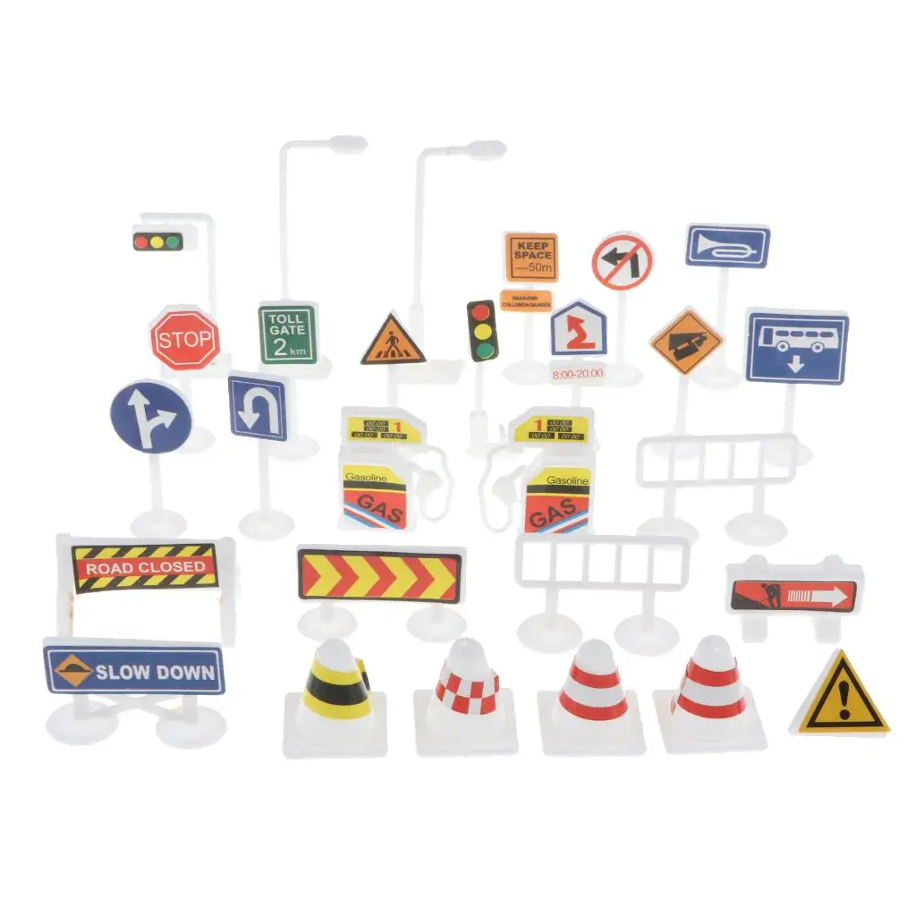 Colorful Plastic Street Traffic Signs Kids Children Educational Toy Set