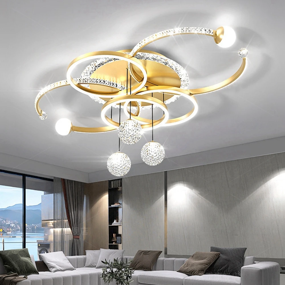 Modern Living Room Ceiling Lamp Creative Crystal Smart Bedroom Chandelier Intelligence Indoor Decorate Lamps and Lanterns