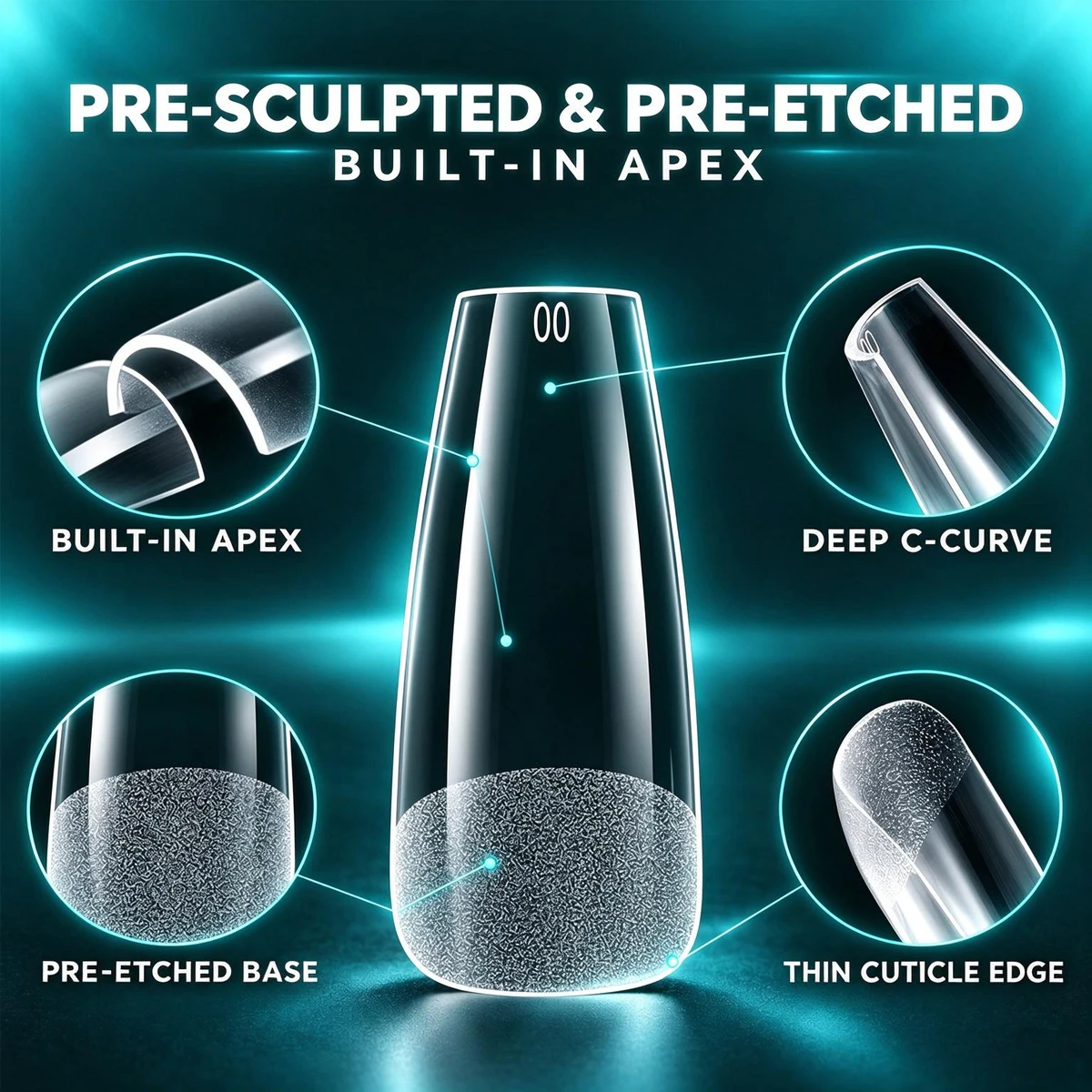 Nailpop Stiletto Soft Gel Nail Tips Full Cover Pre Sculpted Apex Pre etched Base Salon Quality Press on Nail Extension 128pcs