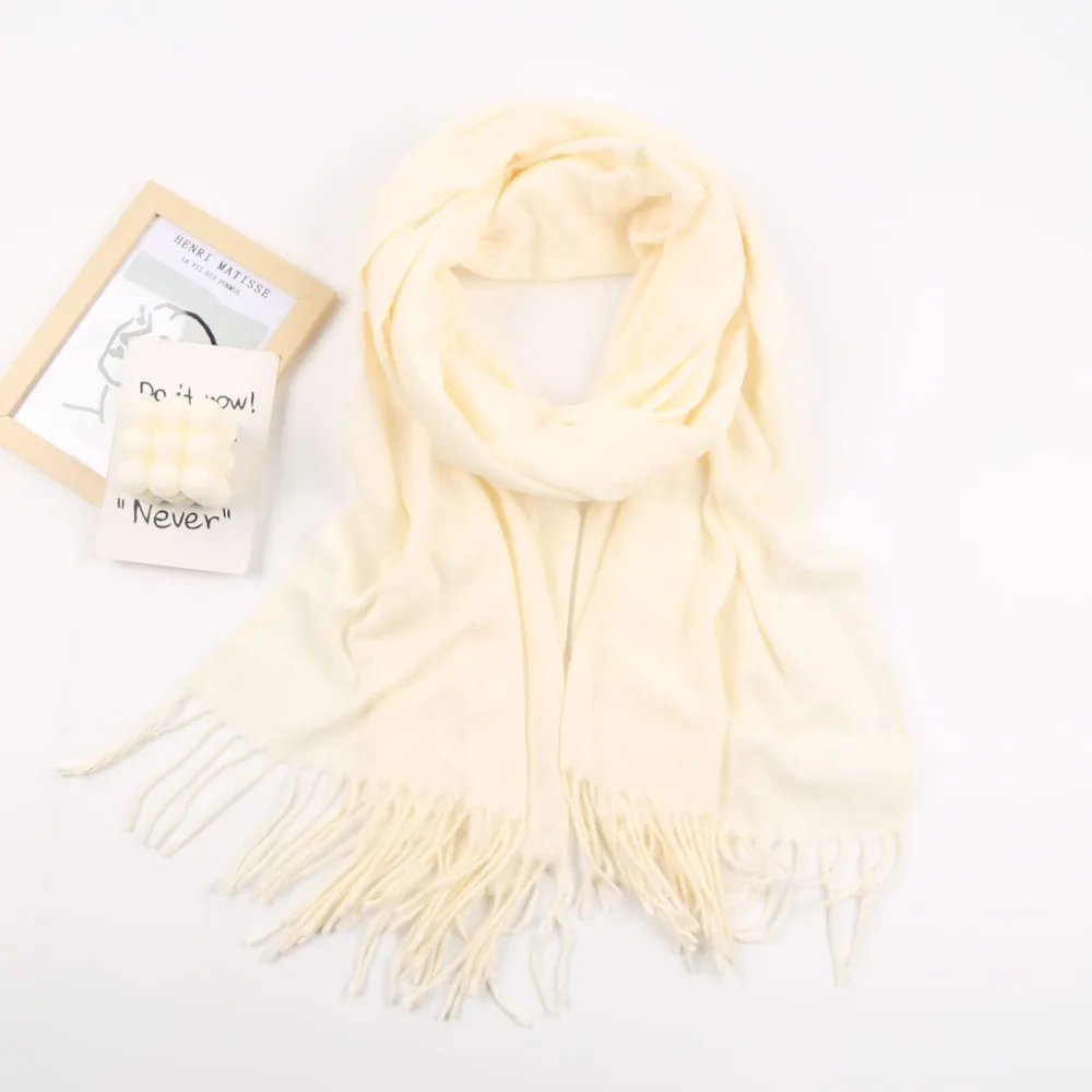 

Winter Warm Solid Color Imitation Cashmere Scarf Long Thicken Shawl Wraps Comfortable Scarves Hijab Women Girls