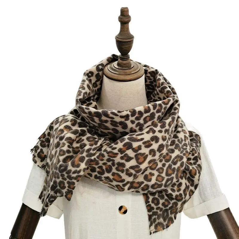 Thick Cashmere Scarf For Women Leopard Print Tippet Pashmina Shawl And Wrap Design Luxury Brand Blanket Stole Bufanda Echarpe