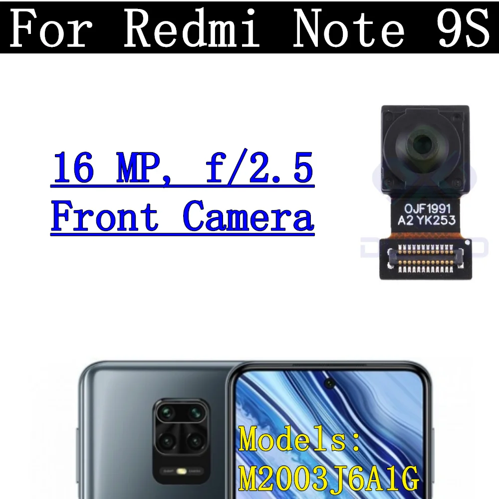 Note9S Rear Camera Flex Cable For Xiaomi Redmi Note 9S Front Selfie Small Facing Main Back Camera Glass Lens Spare