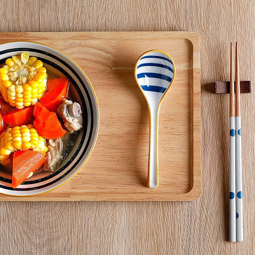 

3Pcs Japanese Style Ceramic Soup Spoons Stylish Long Handle Household Ramen Soup Scoop Delicate Dining Spoon Kitchen Essentials