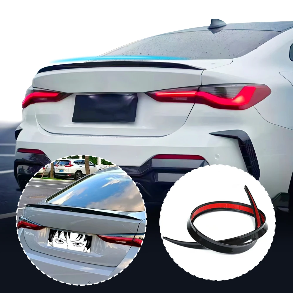 Alerón universal de fibra de carbono ABS negro de 1.2M para coche, accesorio de alerón trasero suave para techo de coche, pegatinas de alerón para maletero, adorno de alerón de maletero.