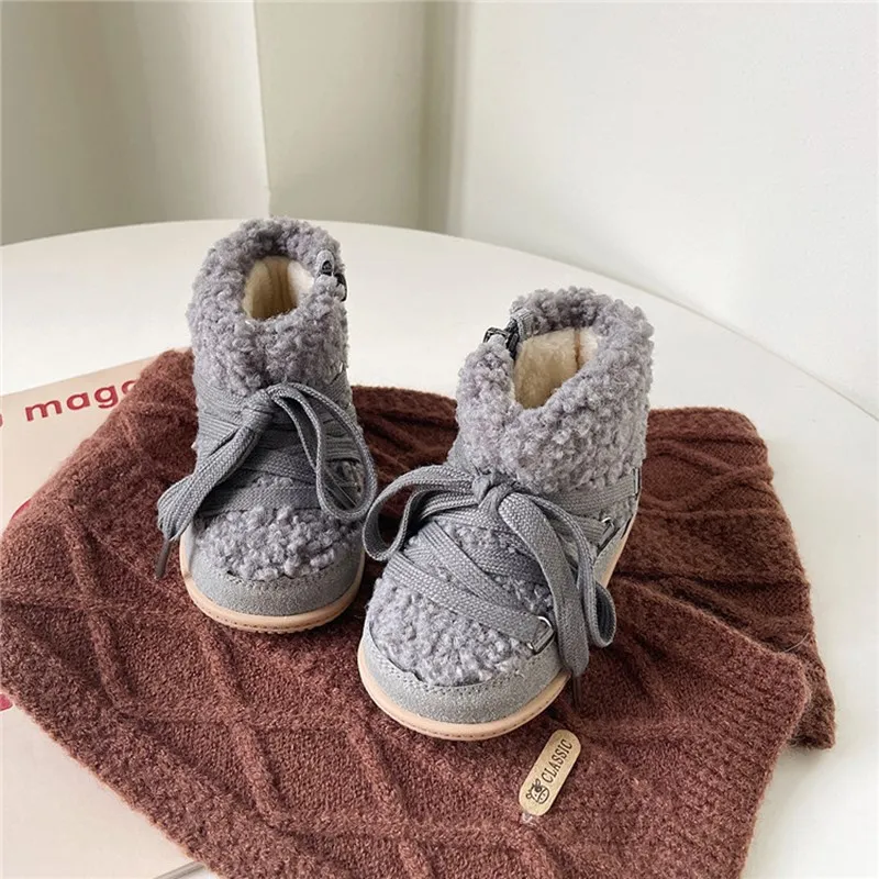 2023 New Autumn/Winter Baby Boots Warm Fur Rubber Sole Toddler Kids Cotton Shoes Infant Boots Fashion Toddler Boys Girls Boots